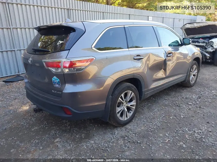 2015 TOYOTA HIGHLANDER VIN 5TDJKRFH6FS105390 — фото 4