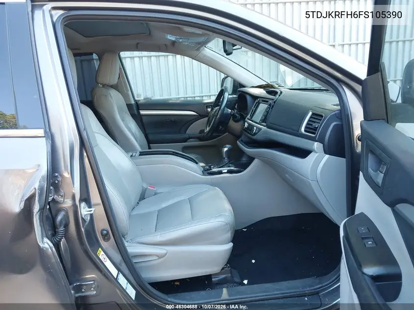 2015 TOYOTA HIGHLANDER VIN 5TDJKRFH6FS105390 — фото 5