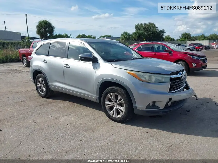 TOYOTA HIGHLANDER 2015, VIN 5TDKKRFH4FS089212