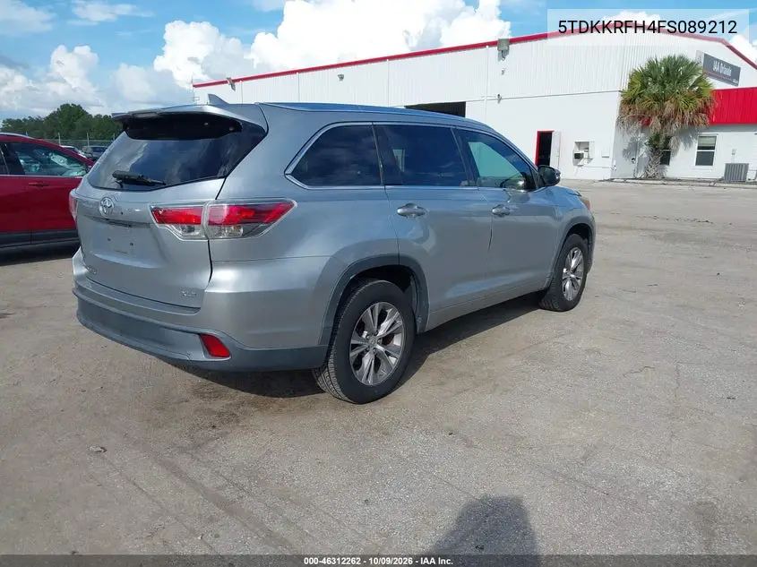 2015 TOYOTA HIGHLANDER VIN 5TDKKRFH4FS089212 — фото 4