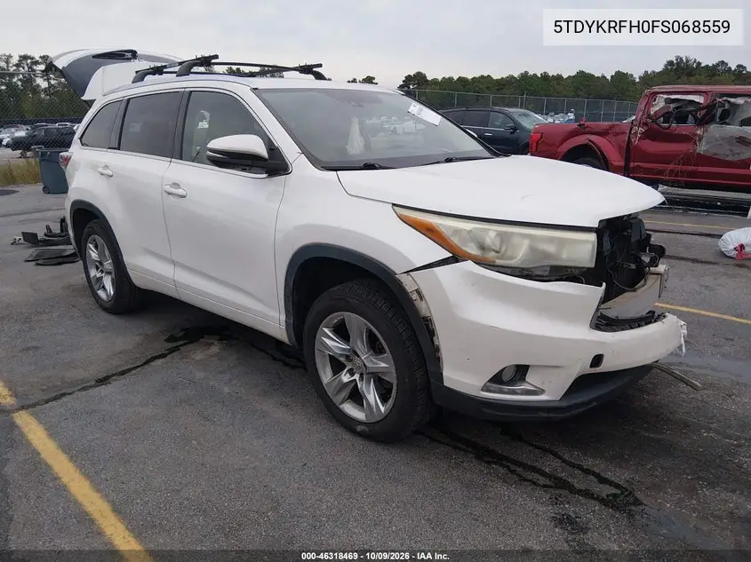 TOYOTA HIGHLANDER 2015, VIN 5TDYKRFH0FS068559