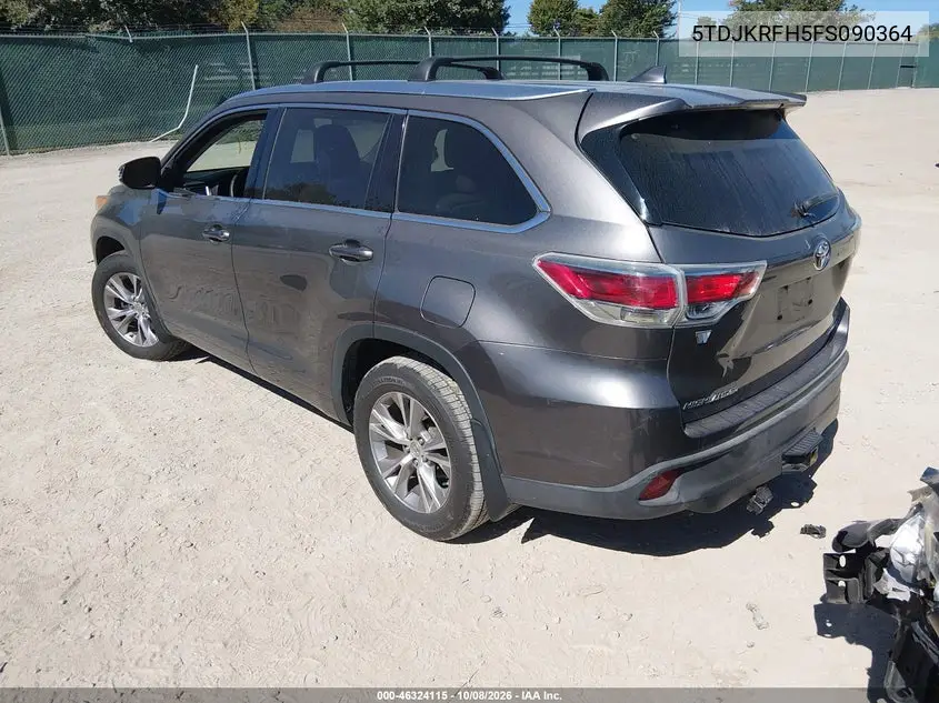 2015 TOYOTA HIGHLANDER VIN 5TDJKRFH5FS090364 — фото 3
