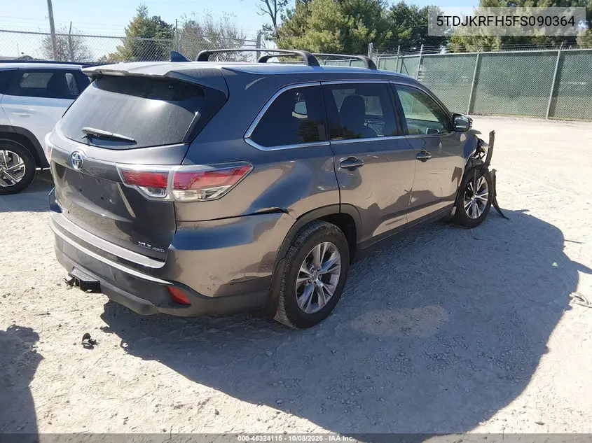 2015 TOYOTA HIGHLANDER VIN 5TDJKRFH5FS090364 — фото 4