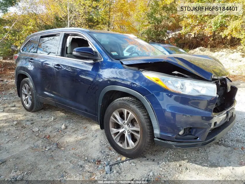 TOYOTA HIGHLANDER 2015, VIN 5TDJKRFH6FS184401