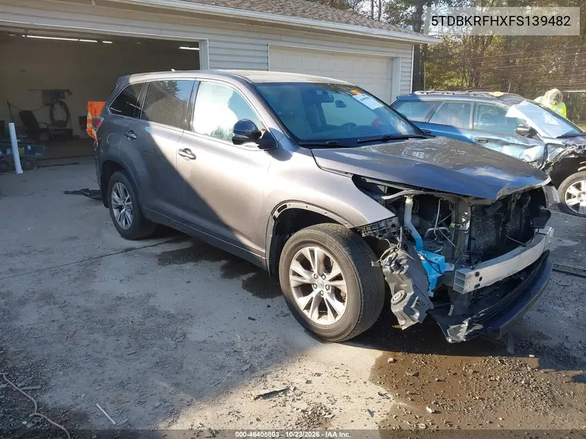 TOYOTA HIGHLANDER 2015, VIN 5TDBKRFHXFS139482