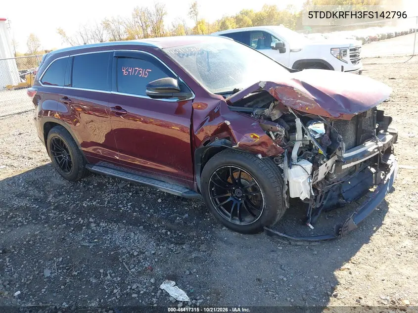 TOYOTA HIGHLANDER 2015, VIN 5TDDKRFH3FS142796