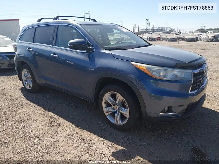 TOYOTA HIGHLANDER 2015, VIN 5TDDKRFH7FS178863
