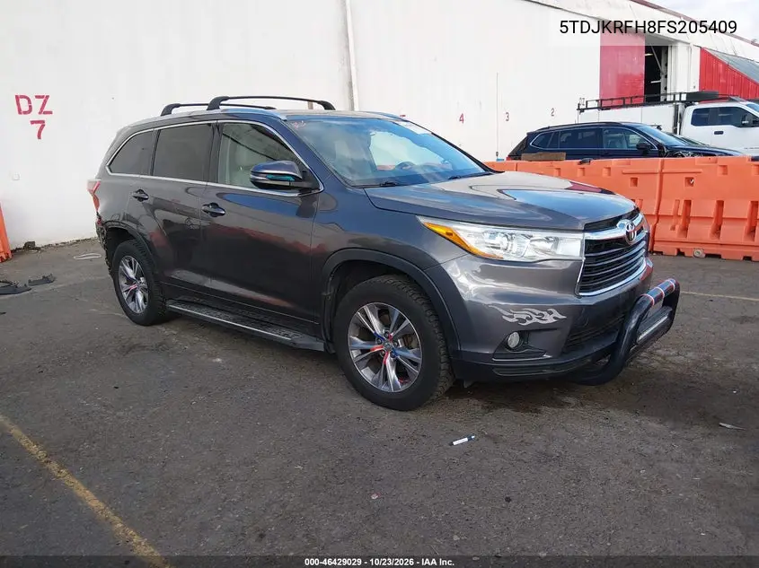 TOYOTA HIGHLANDER 2015, VIN 5TDJKRFH8FS205409