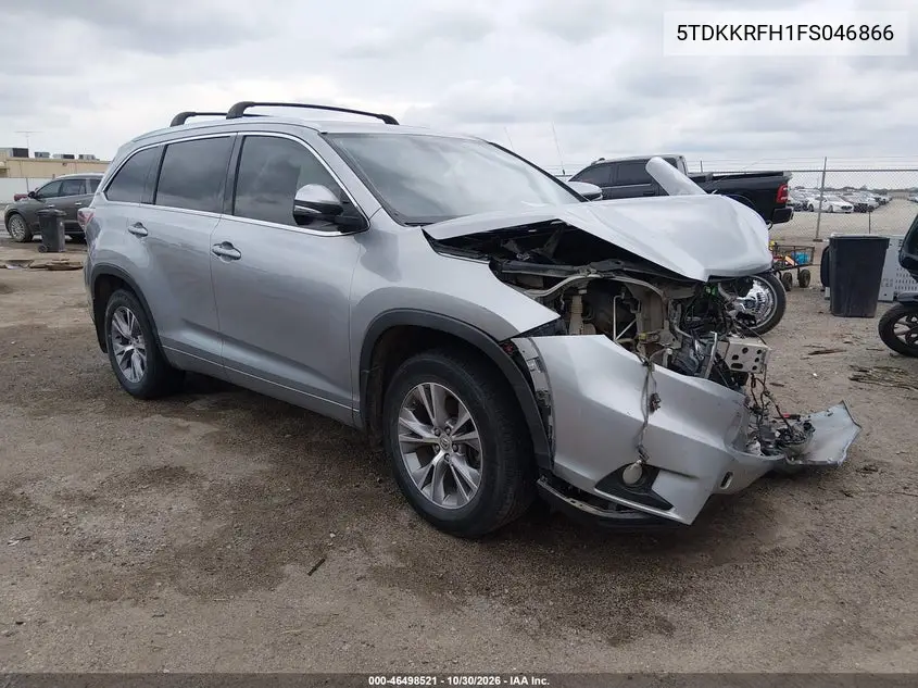 TOYOTA HIGHLANDER 2015, VIN 5TDKKRFH1FS046866