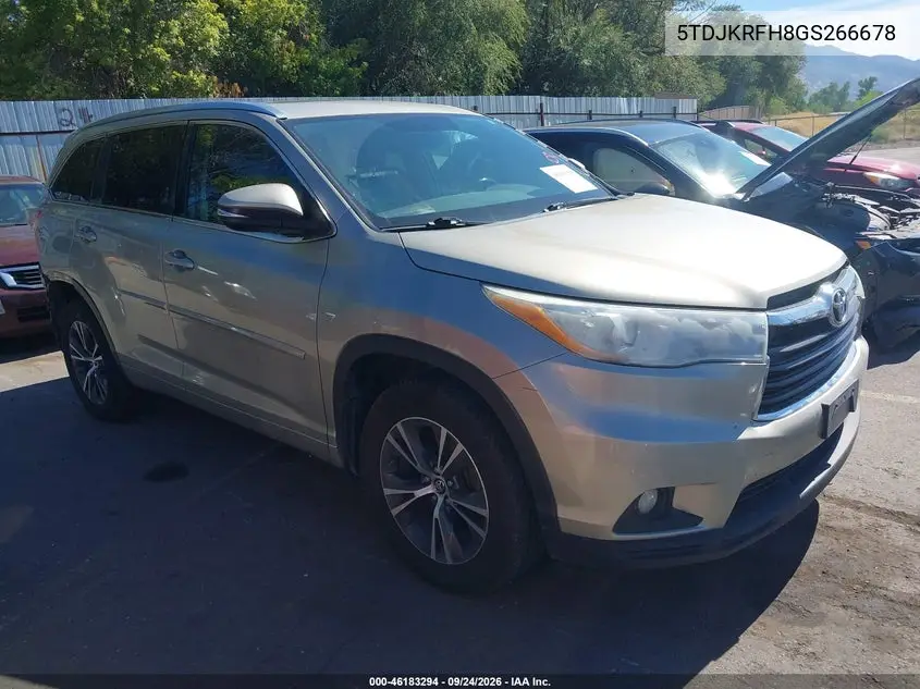 TOYOTA HIGHLANDER 2016, VIN 5TDJKRFH8GS266678