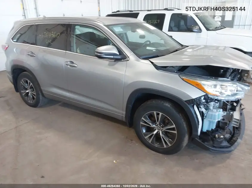 TOYOTA HIGHLANDER 2016, VIN 5TDJKRFH4GS325144