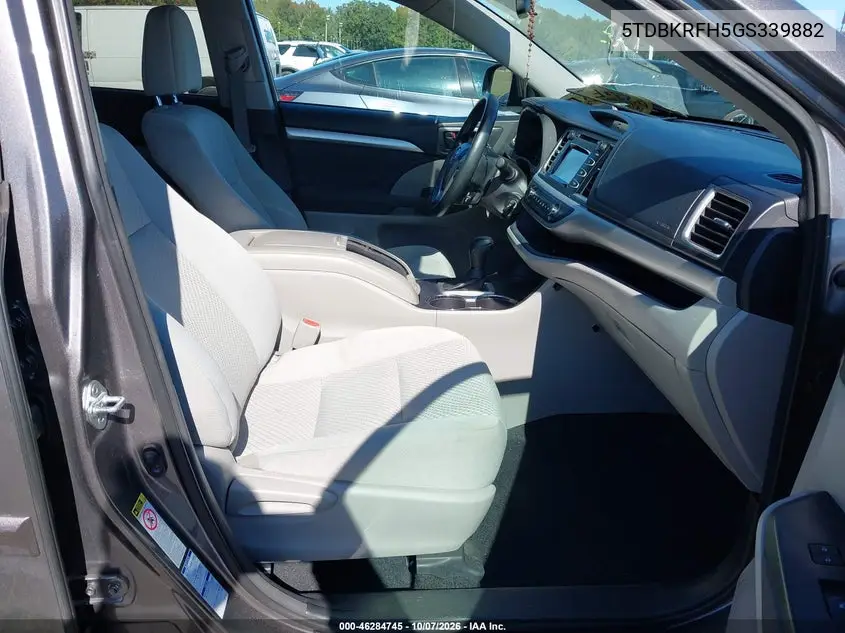 2016 TOYOTA HIGHLANDER VIN 5TDBKRFH5GS339882 — фото 5