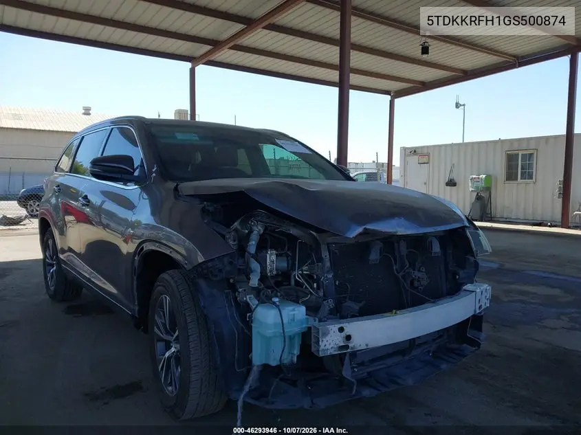 TOYOTA HIGHLANDER 2016, VIN 5TDKKRFH1GS500874