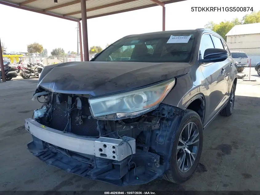 2016 TOYOTA HIGHLANDER VIN 5TDKKRFH1GS500874 — фото 2