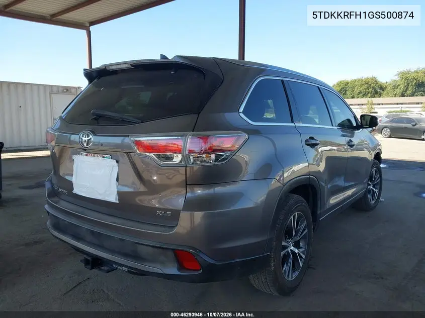 2016 TOYOTA HIGHLANDER VIN 5TDKKRFH1GS500874 — фото 4