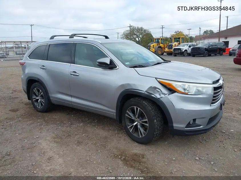 TOYOTA HIGHLANDER 2016, VIN 5TDJKRFH3GS354845