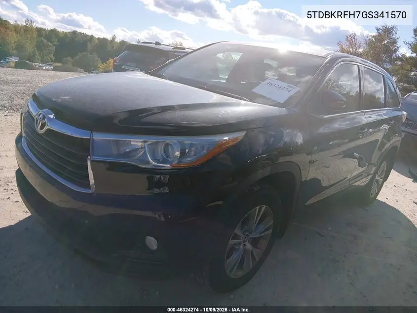 2016 TOYOTA HIGHLANDER VIN 5TDBKRFH7GS341570 — фото 2