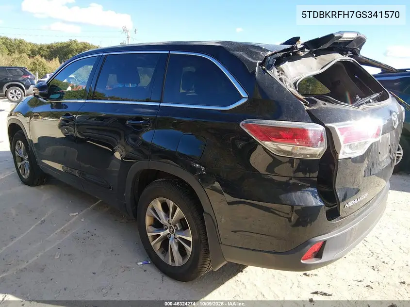 2016 TOYOTA HIGHLANDER VIN 5TDBKRFH7GS341570 — фото 3