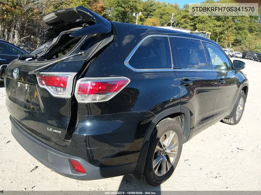 2016 TOYOTA HIGHLANDER VIN 5TDBKRFH7GS341570 — фото 4