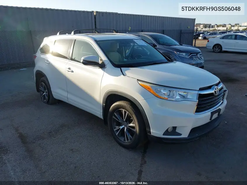 TOYOTA HIGHLANDER 2016, VIN 5TDKKRFH9GS506048