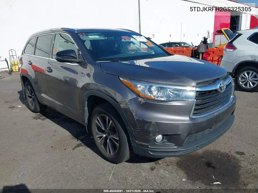 TOYOTA HIGHLANDER 2016, VIN 5TDJKRFH2GS325305