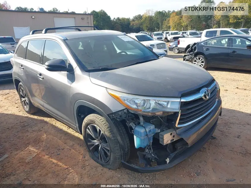 TOYOTA HIGHLANDER 2016, VIN 5TDKKRFH1GS174476