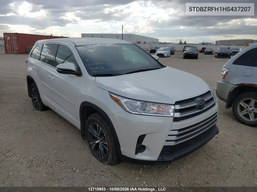 TOYOTA HIGHLANDER 2017, VIN 5TDBZRFH1HS437207