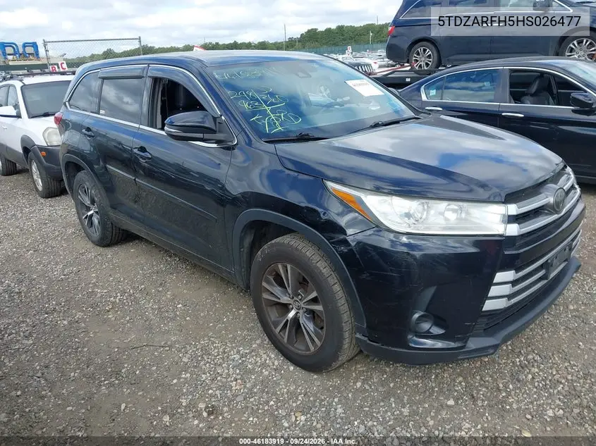 TOYOTA HIGHLANDER 2017, VIN 5TDZARFH5HS026477