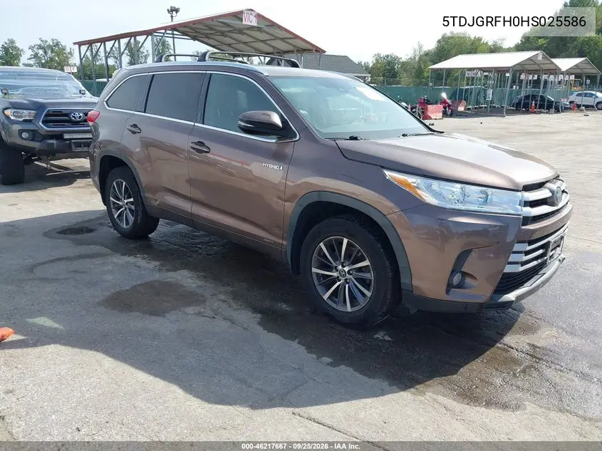 TOYOTA HIGHLANDER 2017, VIN 5TDJGRFH0HS025586