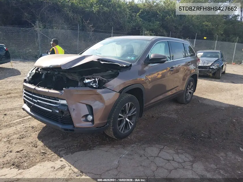 2017 TOYOTA HIGHLANDER VIN 5TDBZRFH8HS427662 — фото 2