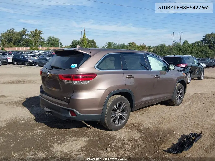 2017 TOYOTA HIGHLANDER VIN 5TDBZRFH8HS427662 — фото 4