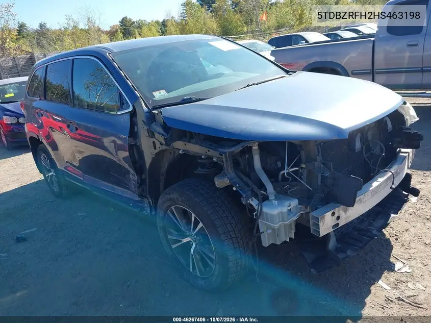 TOYOTA HIGHLANDER 2017, VIN 5TDBZRFH2HS463198