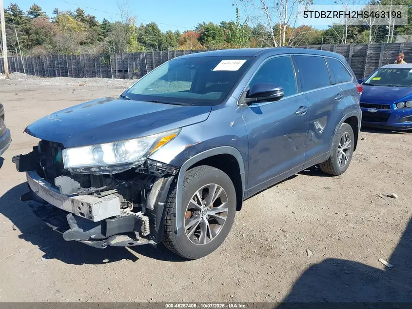 2017 TOYOTA HIGHLANDER VIN 5TDBZRFH2HS463198 — фото 2