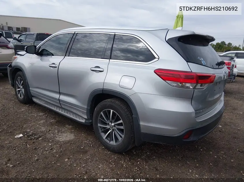 2017 TOYOTA HIGHLANDER VIN 5TDKZRFH6HS210692 — фото 3