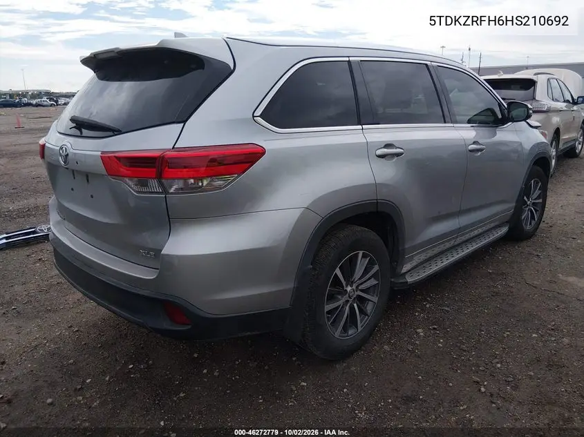 2017 TOYOTA HIGHLANDER VIN 5TDKZRFH6HS210692 — фото 4