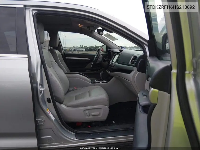 2017 TOYOTA HIGHLANDER VIN 5TDKZRFH6HS210692 — фото 5