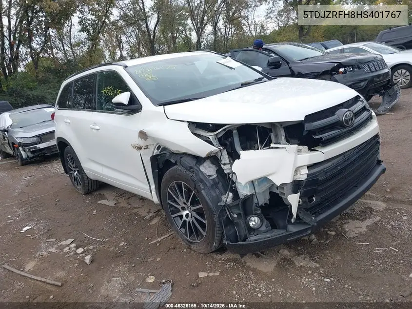 TOYOTA HIGHLANDER 2017, VIN 5TDJZRFH8HS401767
