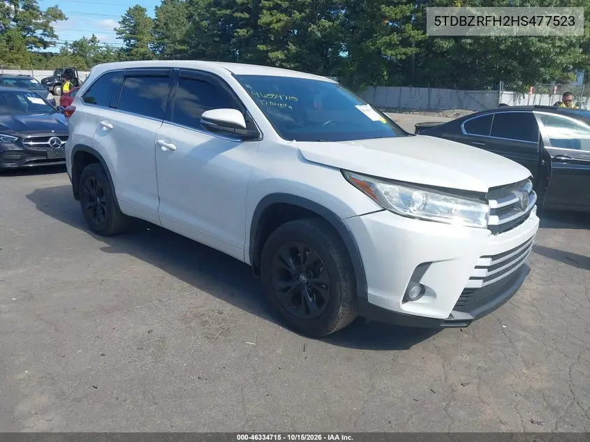 TOYOTA HIGHLANDER 2017, VIN 5TDBZRFH2HS477523