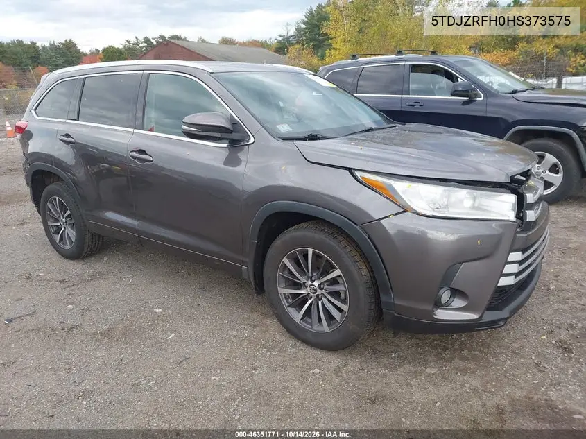 TOYOTA HIGHLANDER 2017, VIN 5TDJZRFH0HS373575