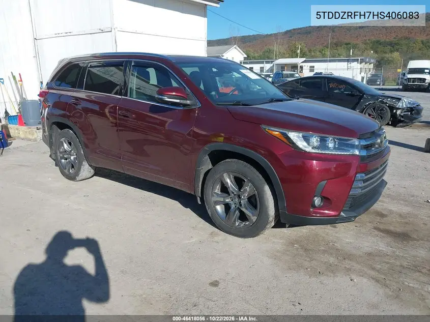 TOYOTA HIGHLANDER 2017, VIN 5TDDZRFH7HS406083