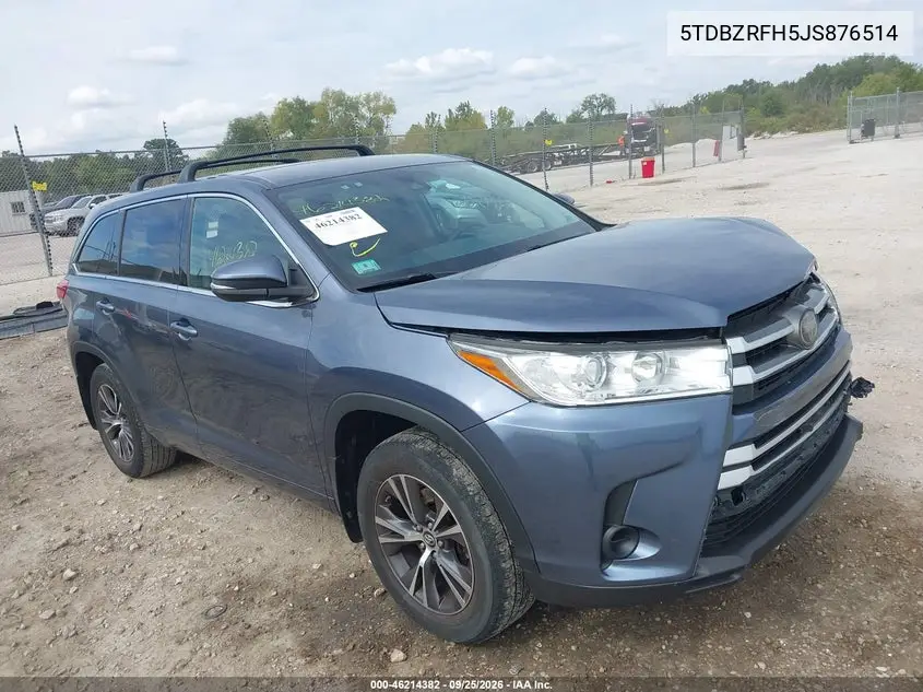 TOYOTA HIGHLANDER 2018, VIN 5TDBZRFH5JS876514