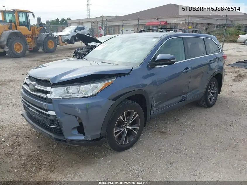 2018 TOYOTA HIGHLANDER VIN 5TDBZRFH5JS876514 — фото 2