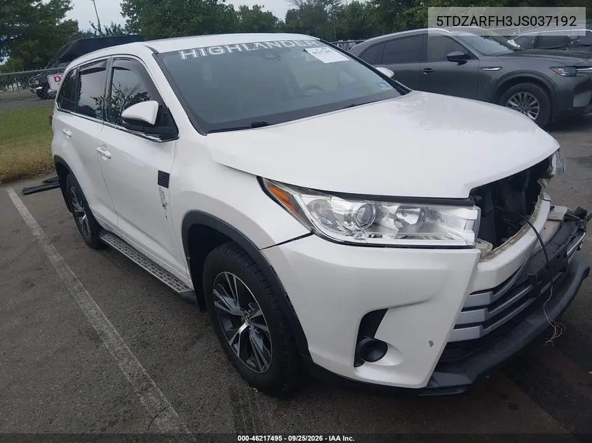 TOYOTA HIGHLANDER 2018, VIN 5TDZARFH3JS037192
