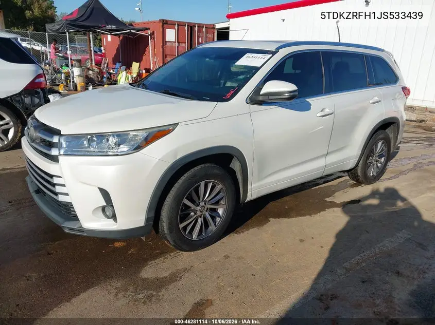 2018 TOYOTA HIGHLANDER VIN 5TDKZRFH1JS533439 — фото 2