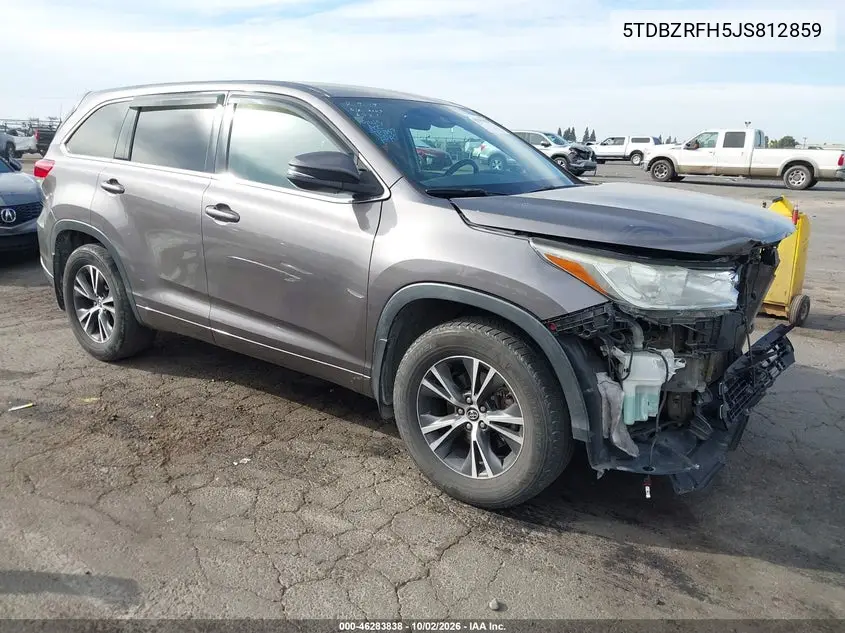 TOYOTA HIGHLANDER 2018, VIN 5TDBZRFH5JS812859