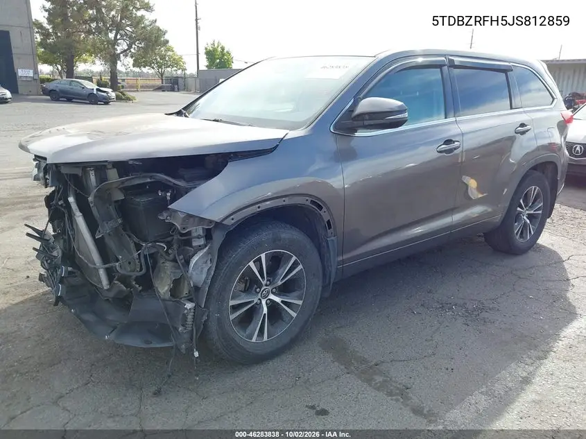 2018 TOYOTA HIGHLANDER VIN 5TDBZRFH5JS812859 — фото 2