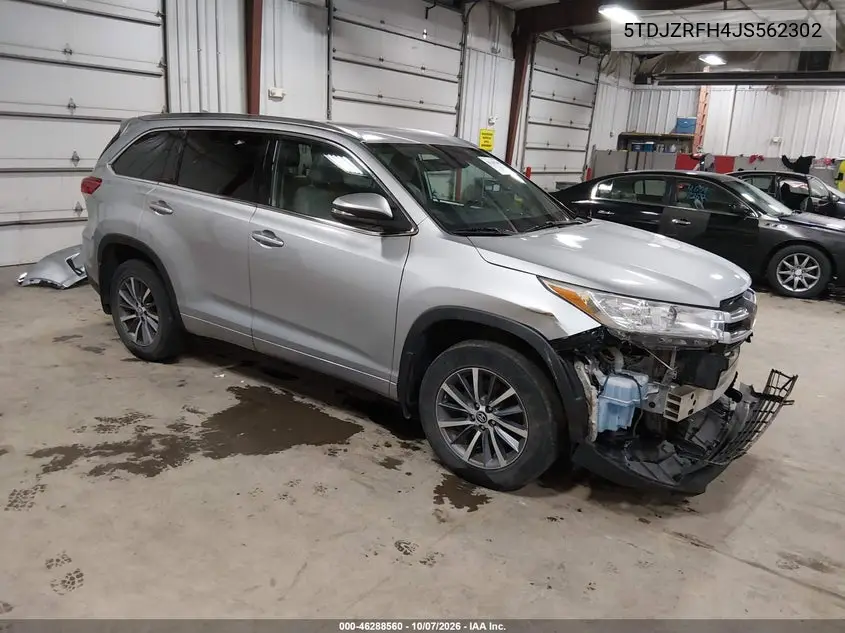 TOYOTA HIGHLANDER 2018, VIN 5TDJZRFH4JS562302