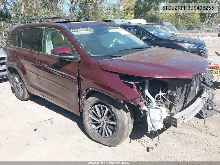 TOYOTA HIGHLANDER 2018, VIN 5TDJZRFH3JS495255