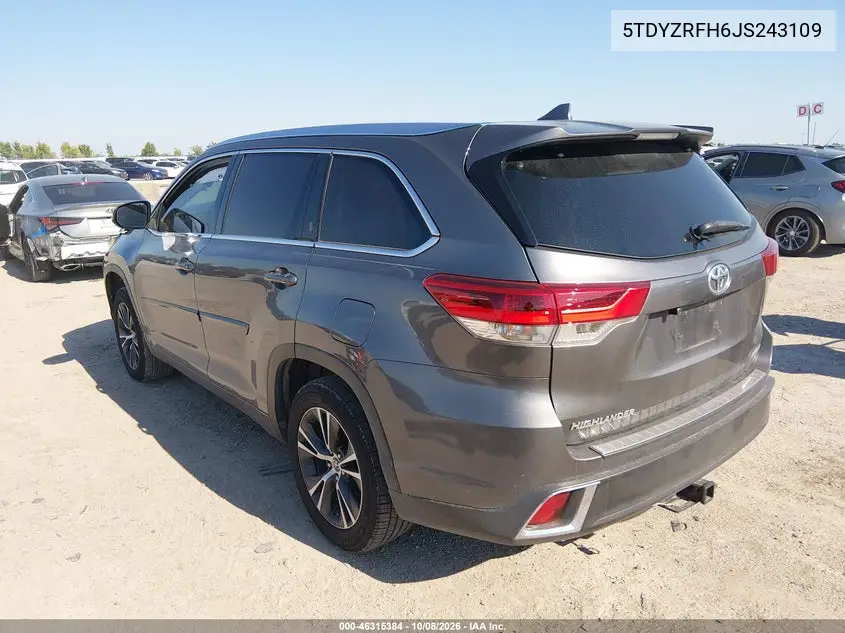 2018 TOYOTA HIGHLANDER VIN 5TDYZRFH6JS243109 — фото 3