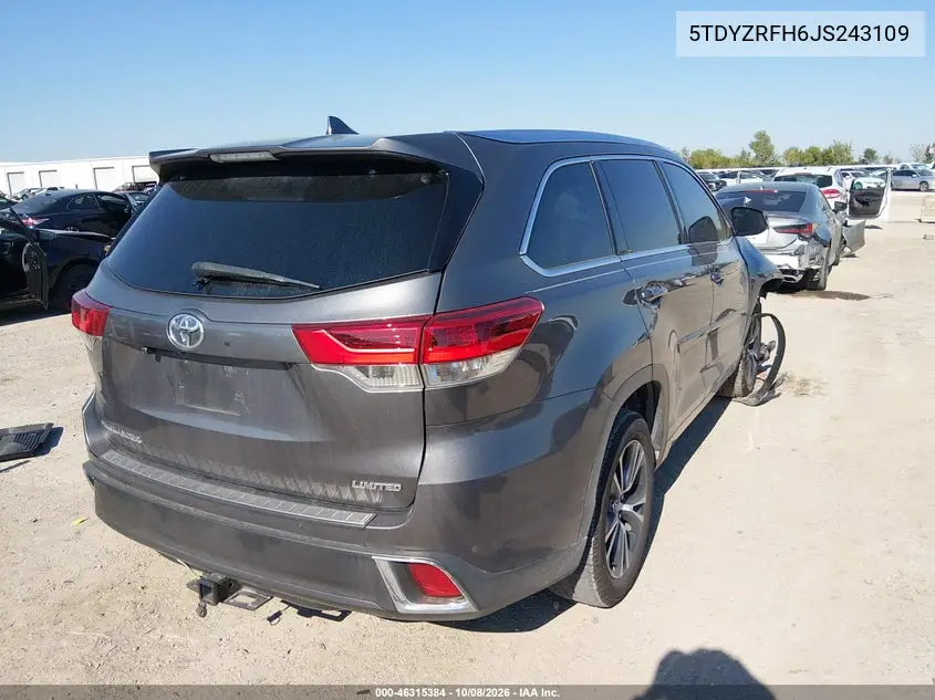 2018 TOYOTA HIGHLANDER VIN 5TDYZRFH6JS243109 — фото 4